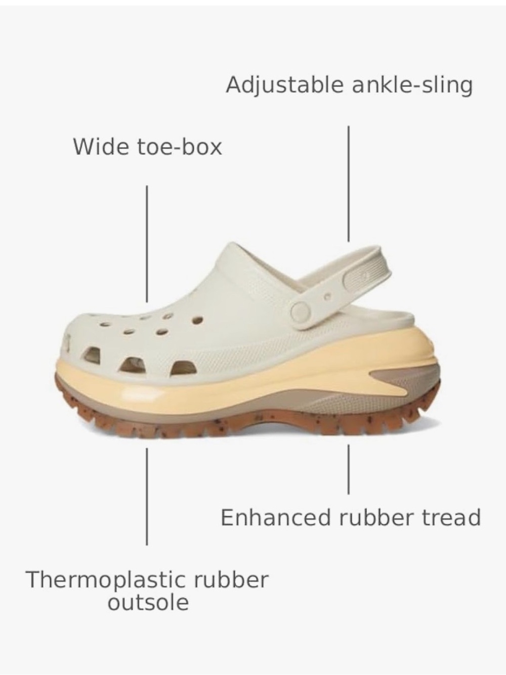 CROCS Mega Crush Platform Clog Shoes in Light Gray